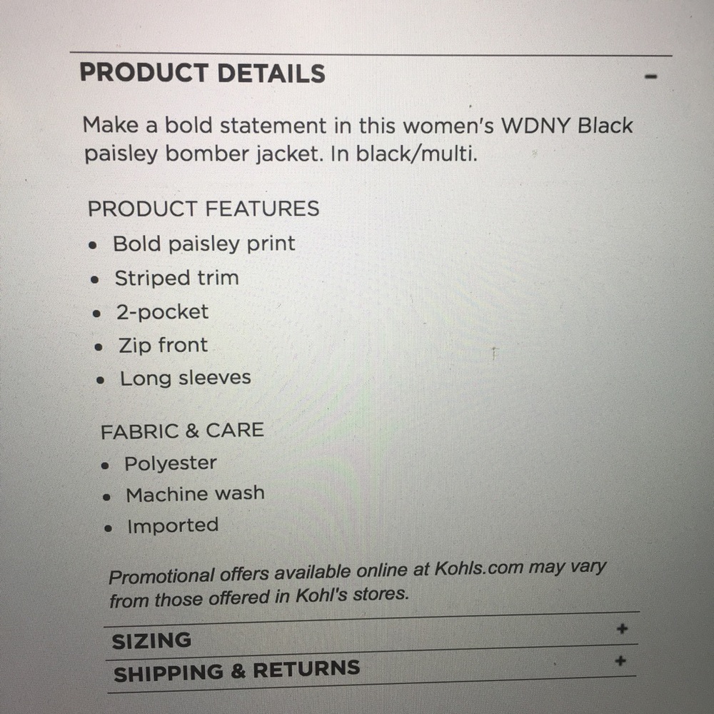 ⬇️WDNY Women's Paisley Bomber Jacket NWT - Picture 5 of 5